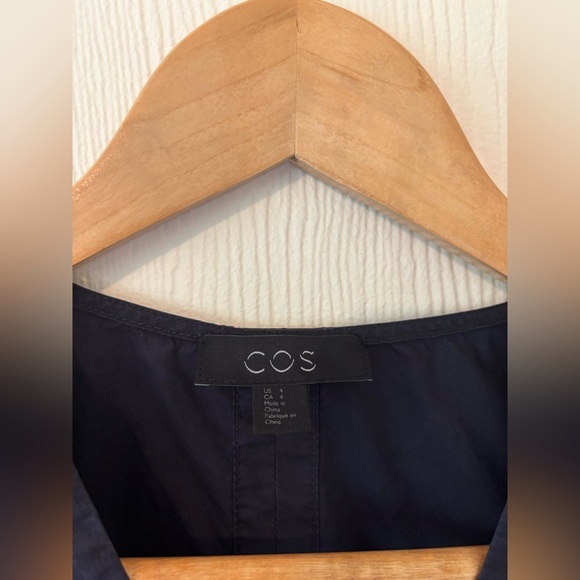 COS Black V-Neck Shirt Tunic Tencel Minimalist Dress with Pockets - Picture 11 of 16